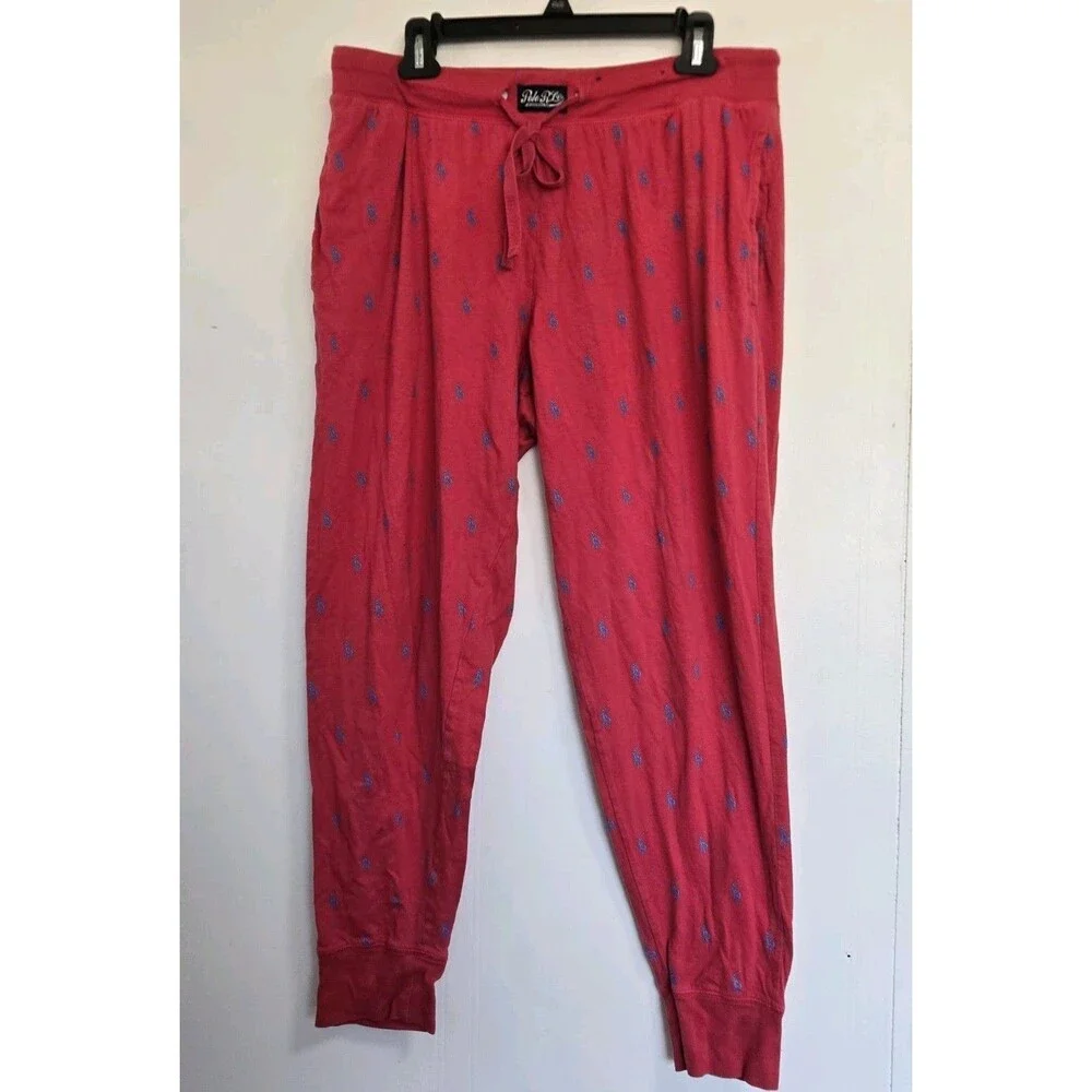 Polo Ralph Lauren Pants Mens L Polo Pony Pajama Red Lounge Sleepwear AOP